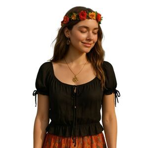 Guess semi sheer boho festival top